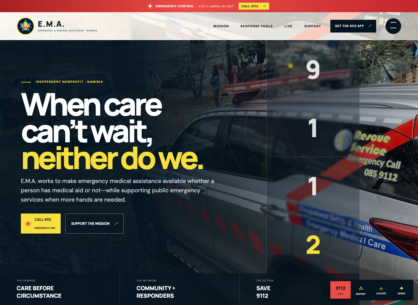 E.M.A. Namibia emergency-first nonprofit experience with the redesigned community beacon identity