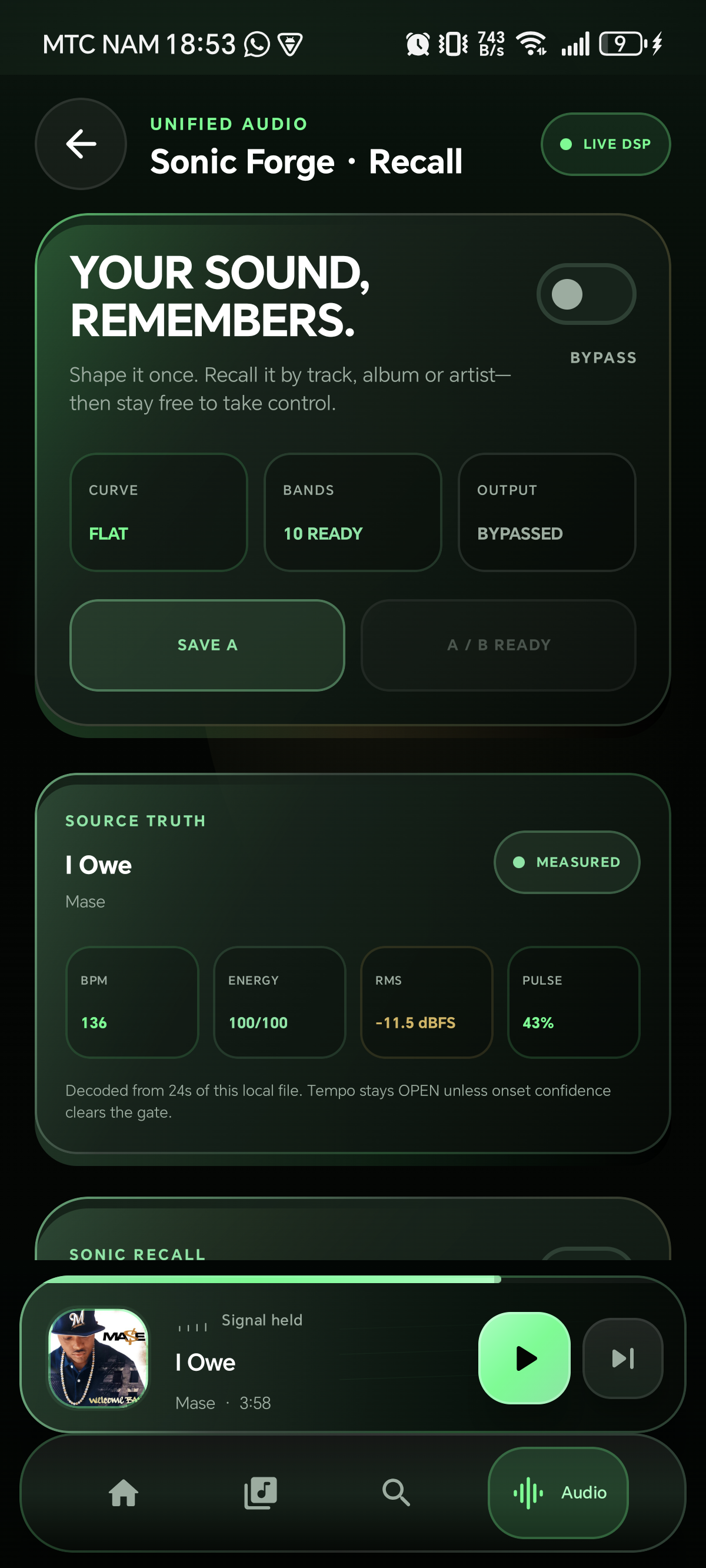 UNIFIED 17.0 Sonic Forge Recall and measured Source Truth